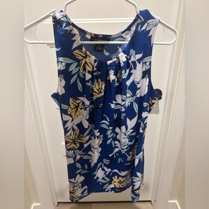 Liz Claiborne Blue and Yellow Floral Blouse